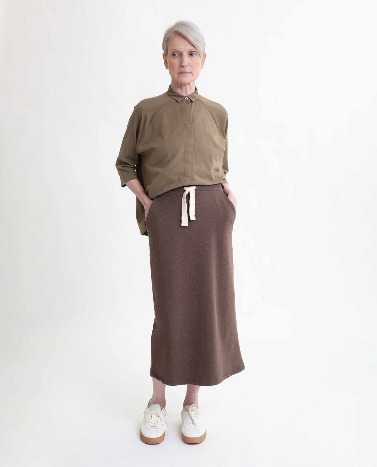 Ana Organic Cotton Skirt In Brown Marl
