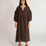 Andreia-May Linen Dress In Chocolate