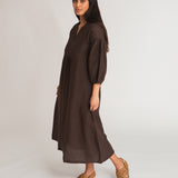 Andreia-May Linen Dress In Chocolate