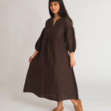 Andreia-May Linen Dress In Chocolate