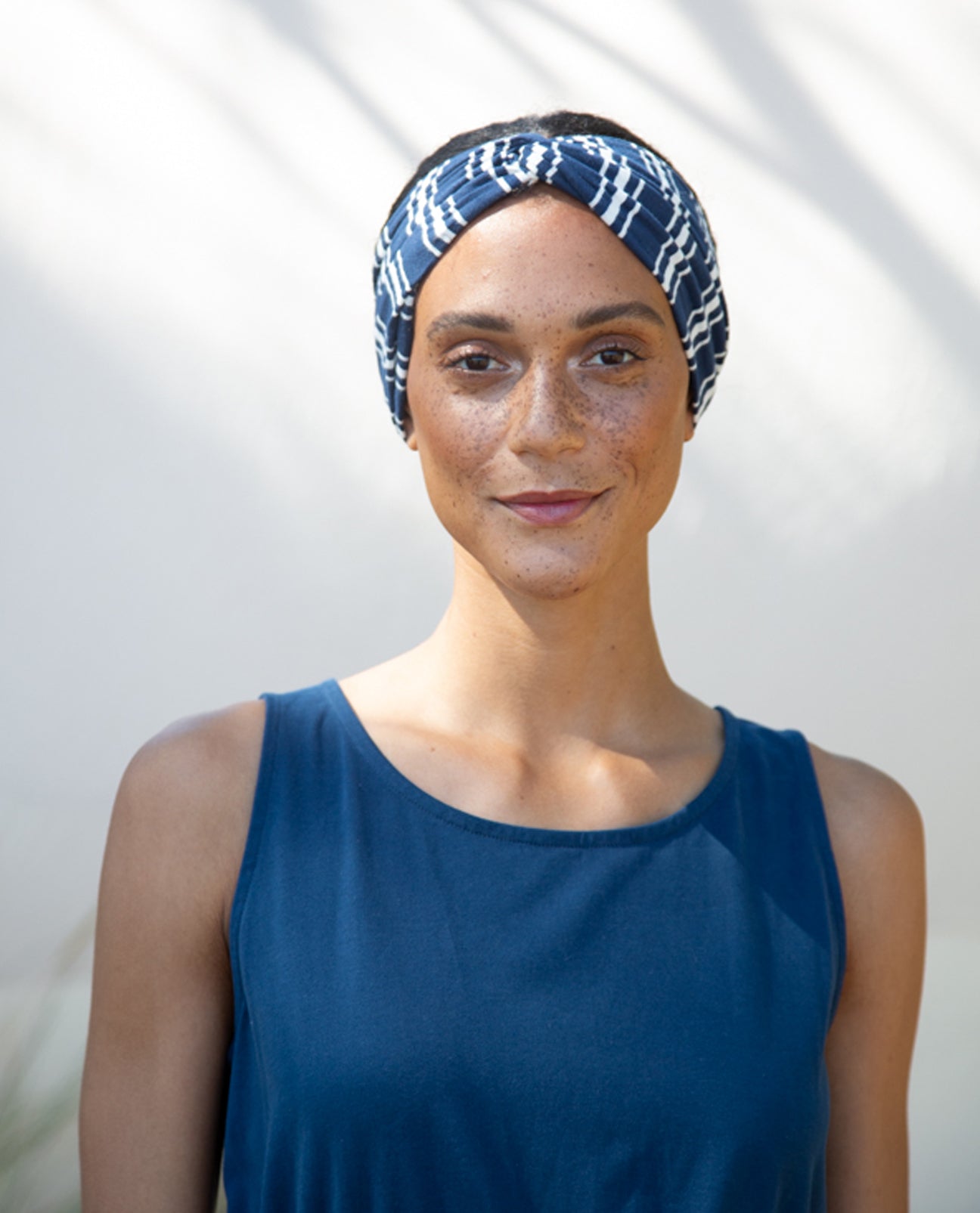 Anjalina-Sue Organic Cotton Headband in Indigo & White Stripe