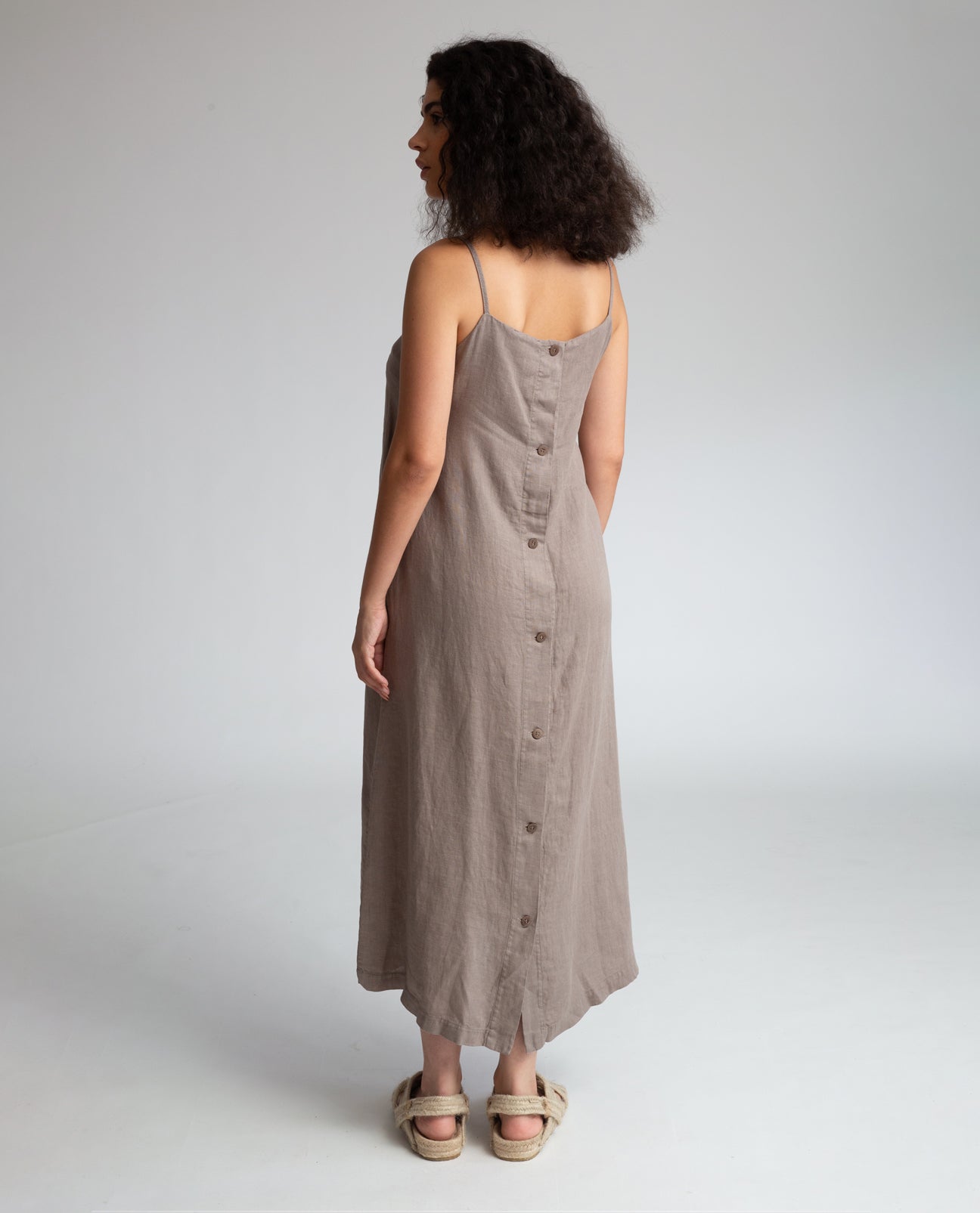 Athea Linen Dress In Olive