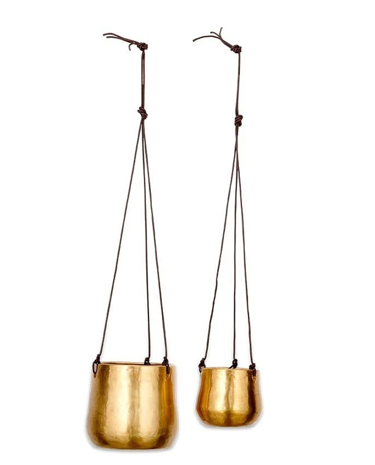 Atsu Brass Hanging Planter