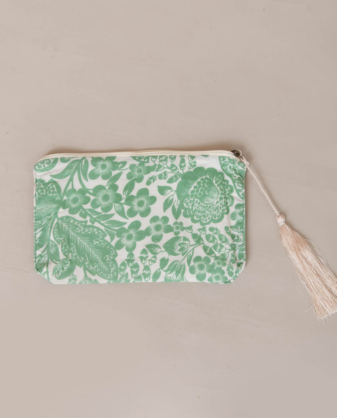 Gauri Organic Cotton Vanity Bag In Green Print