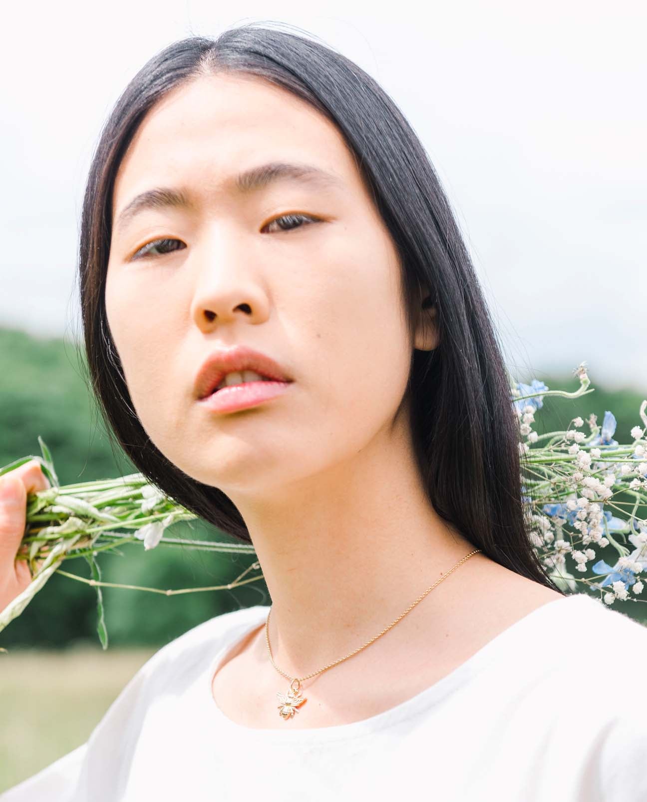 Bee Necklace in Recycled Gold