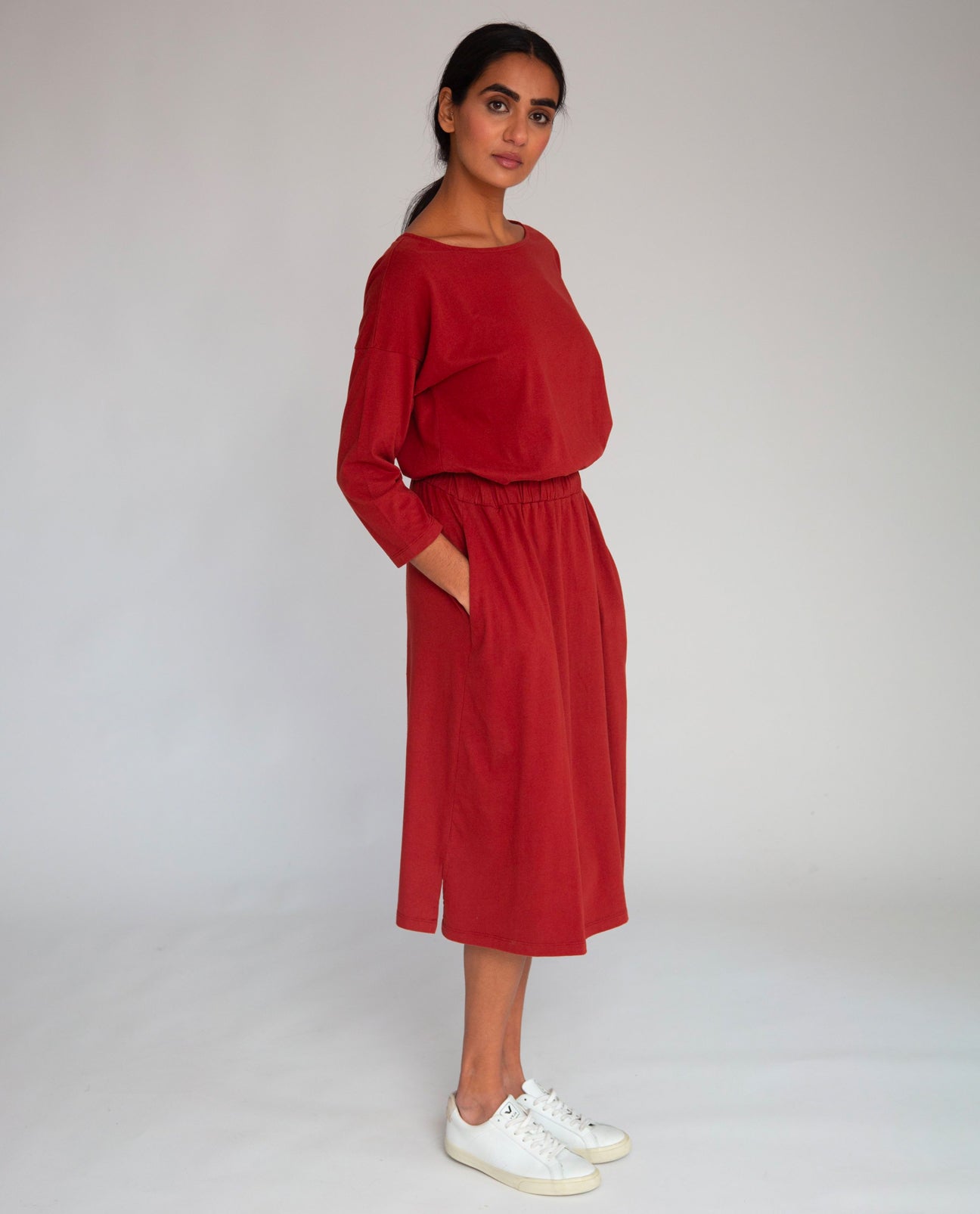 Bellamy Organic Cotton Dress In Rust