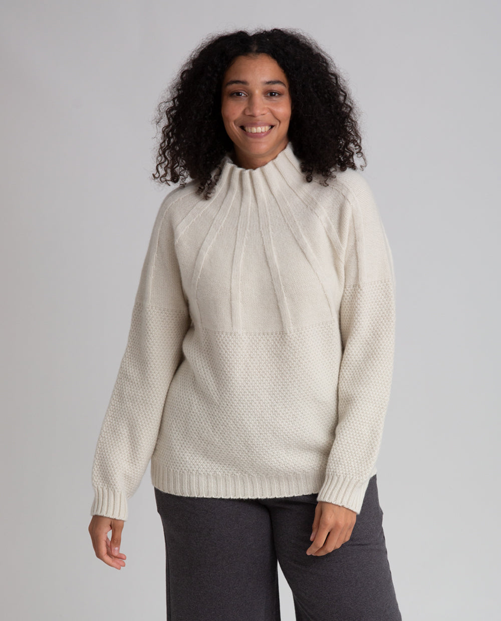 Blanche Lambs Wool Jumper In White Un-Dyed
