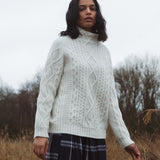 Blythe Lambs Wool Jumper In White Un-Dyed