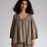 Carlotte Organic Cotton Top In Olive