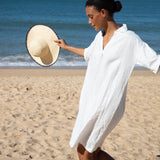 Cecily-May Organic Cotton and Linen Dress In White