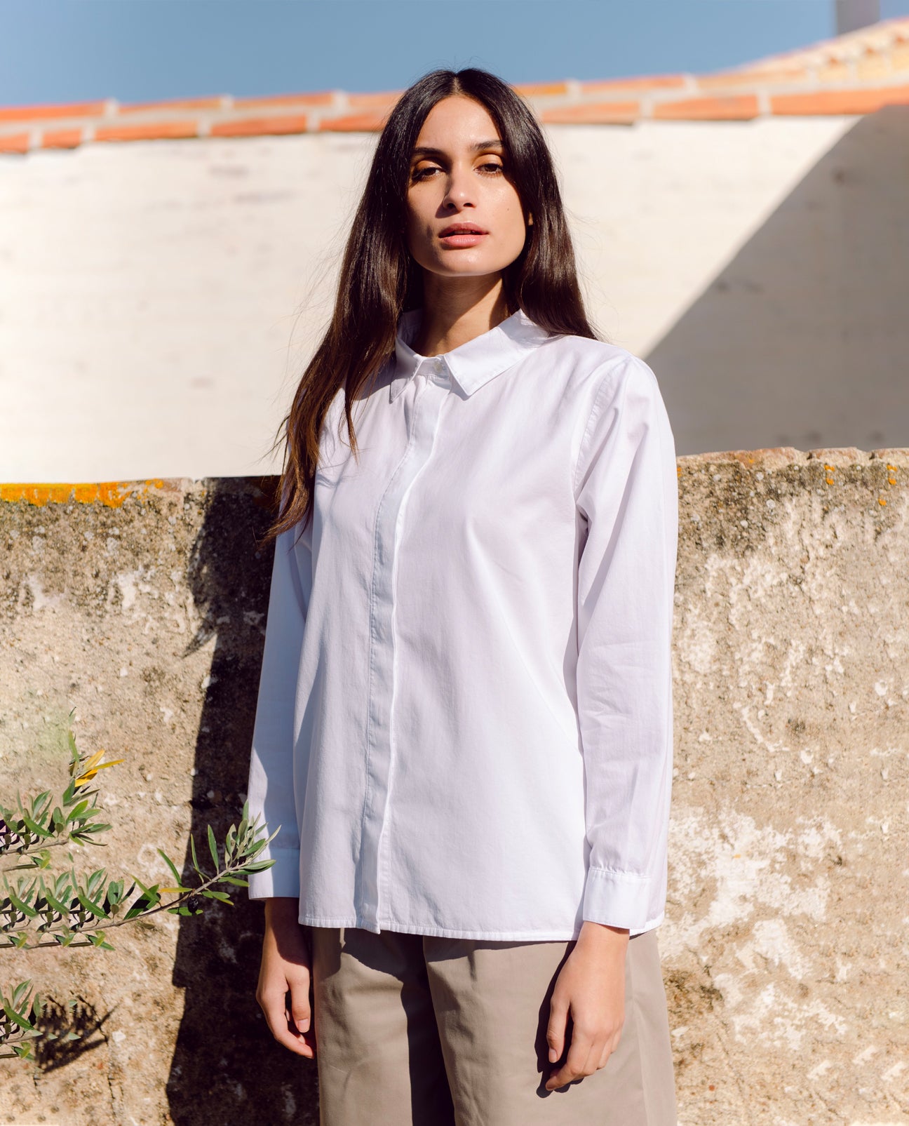 Celia Organic Cotton & Tencel Shirt In White