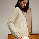 Charis Recycled Cotton Cardigan In Beige