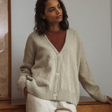 Charis Recycled Cotton Cardigan In Beige
