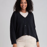 Charis Recycled Cotton Cardigan In Washed Black