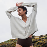 Charis Recycled Cotton Cardigan In Ivory