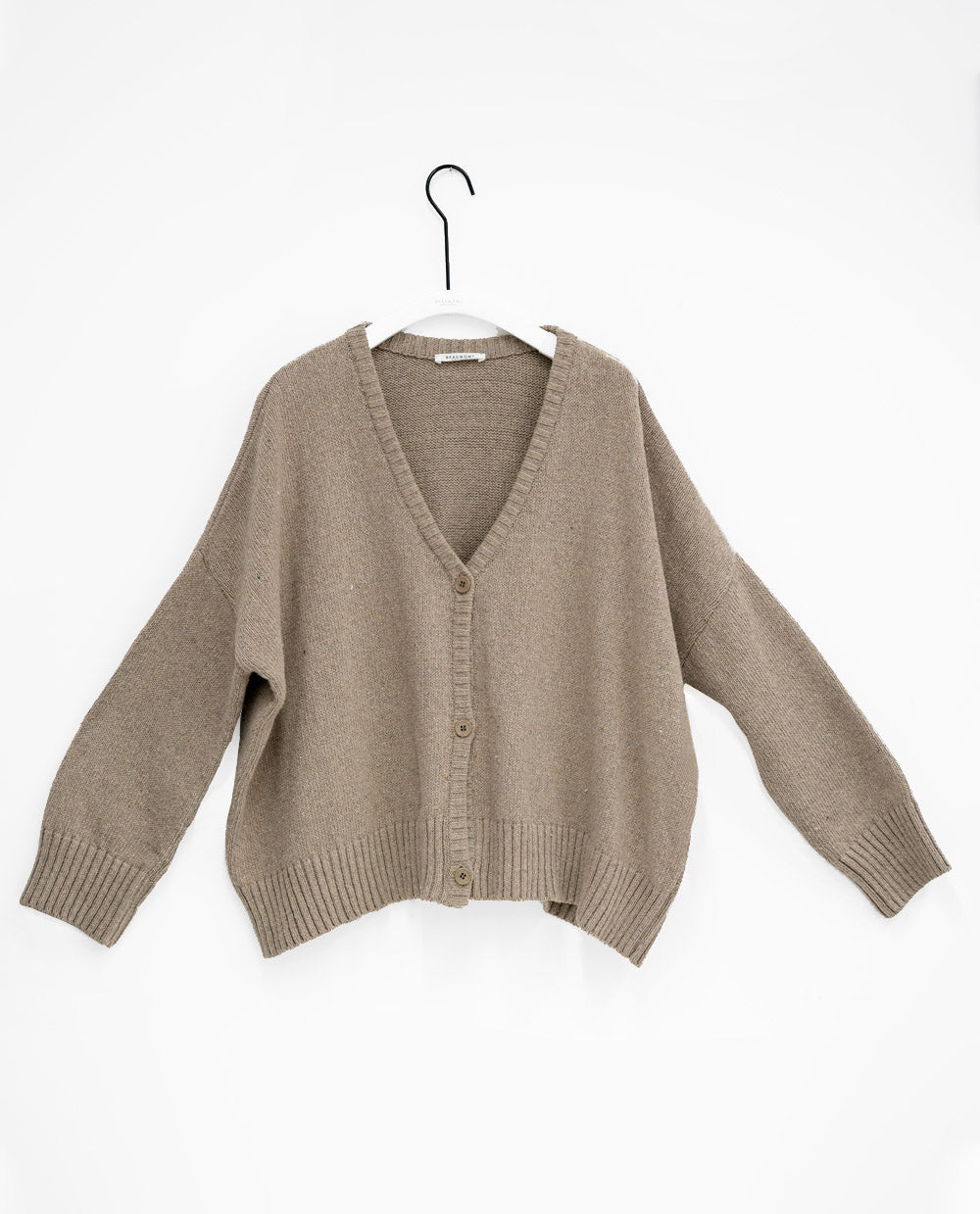 Charis Recycled Cotton Cardigan In Mocha