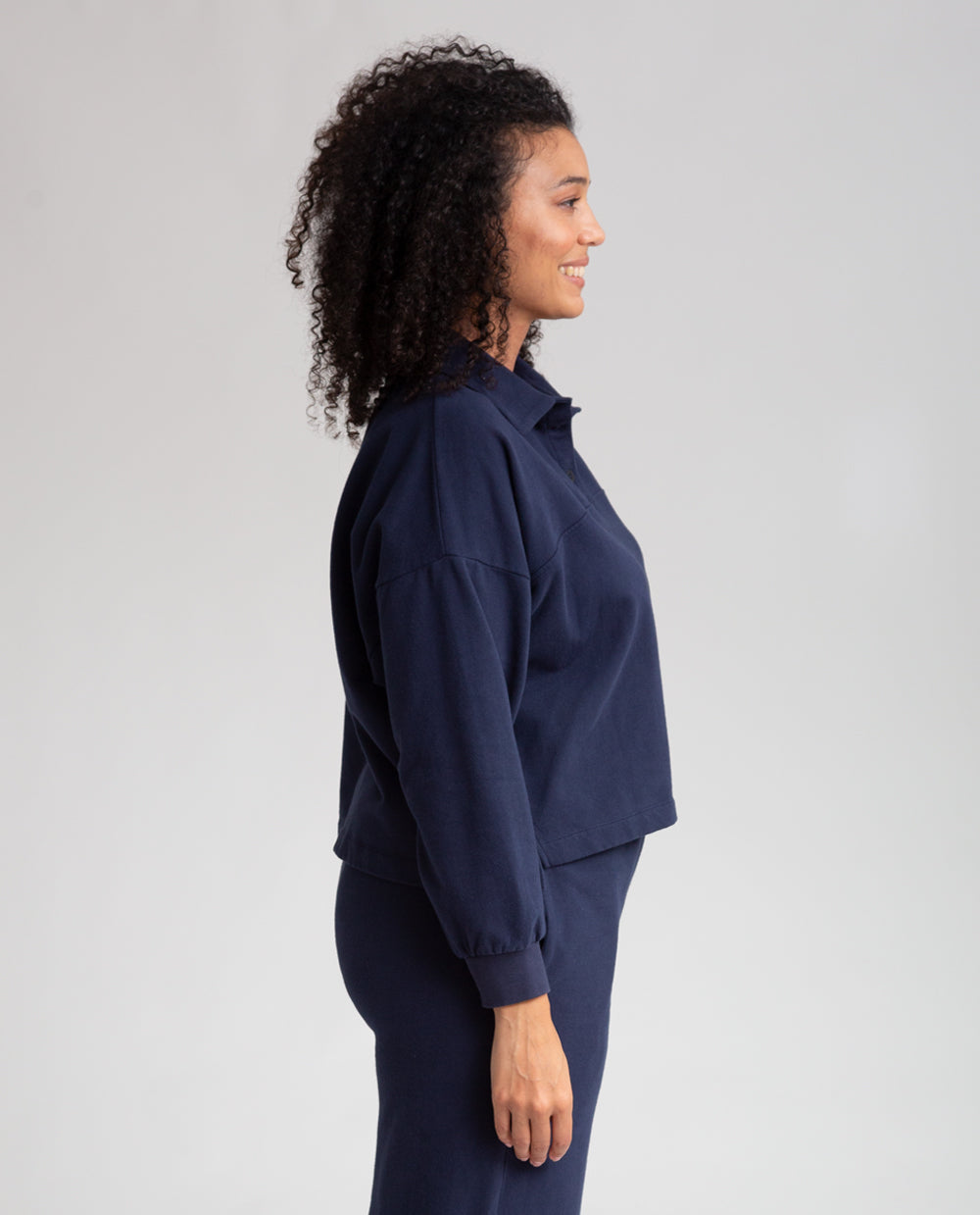 Clare Organic Cotton Top In Navy