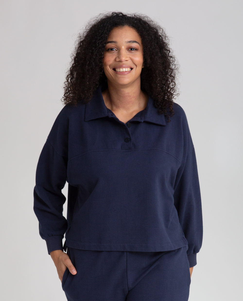 Clare Organic Cotton Top In Navy