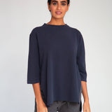 Corinne Organic Cotton Top In Navy