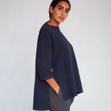 Corinne Organic Cotton Top In Navy