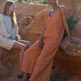 Desmeana-May Linen Jumpsuit In Sunset Orange