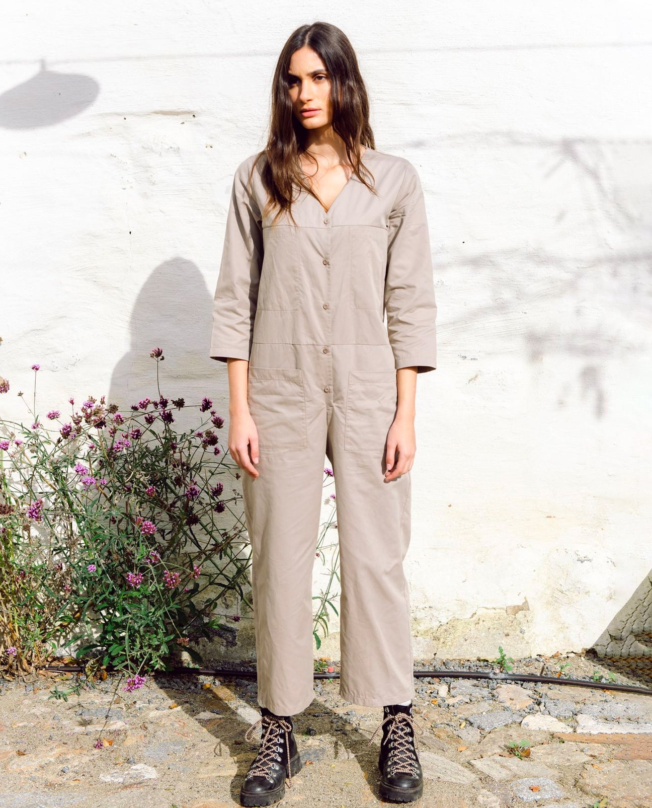 Diana Organic Cotton & Tencel Jumpsuit In Taupe