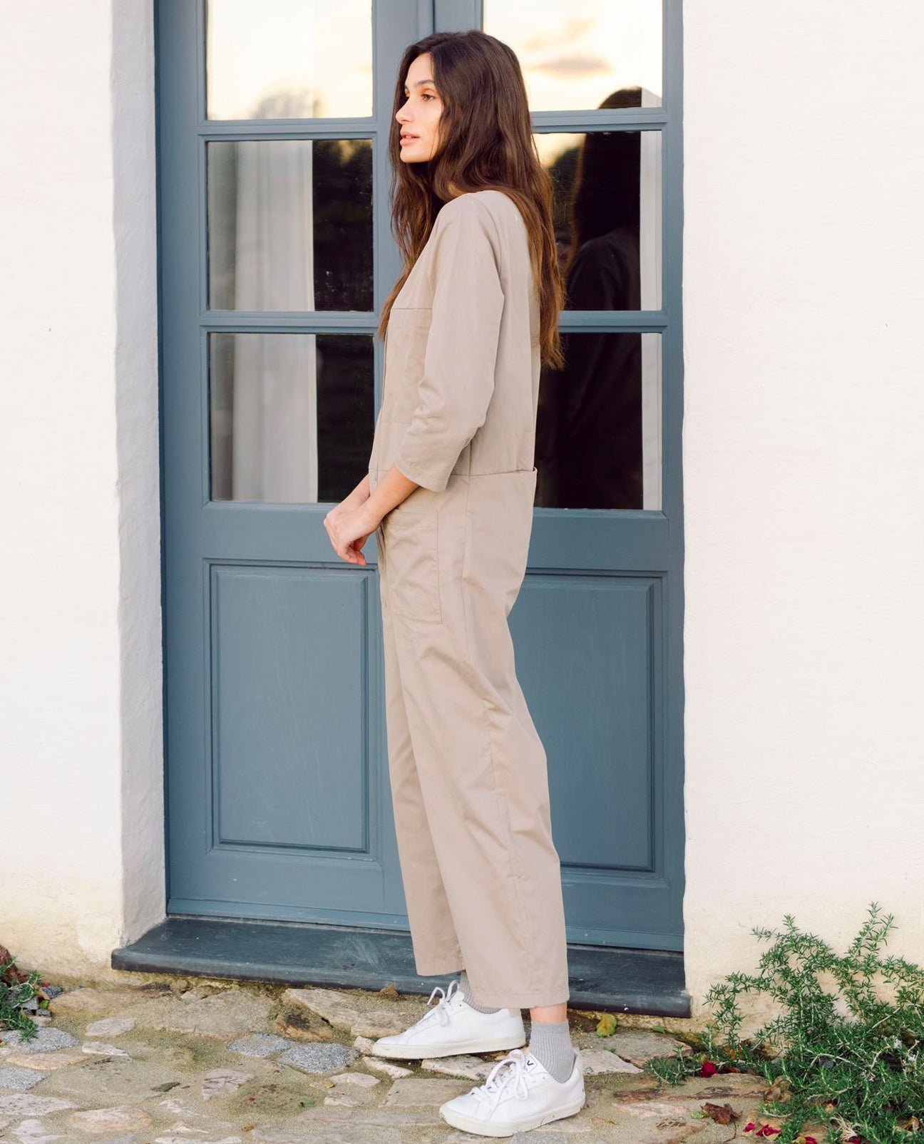 Diana Organic Cotton & Tencel Jumpsuit In Taupe