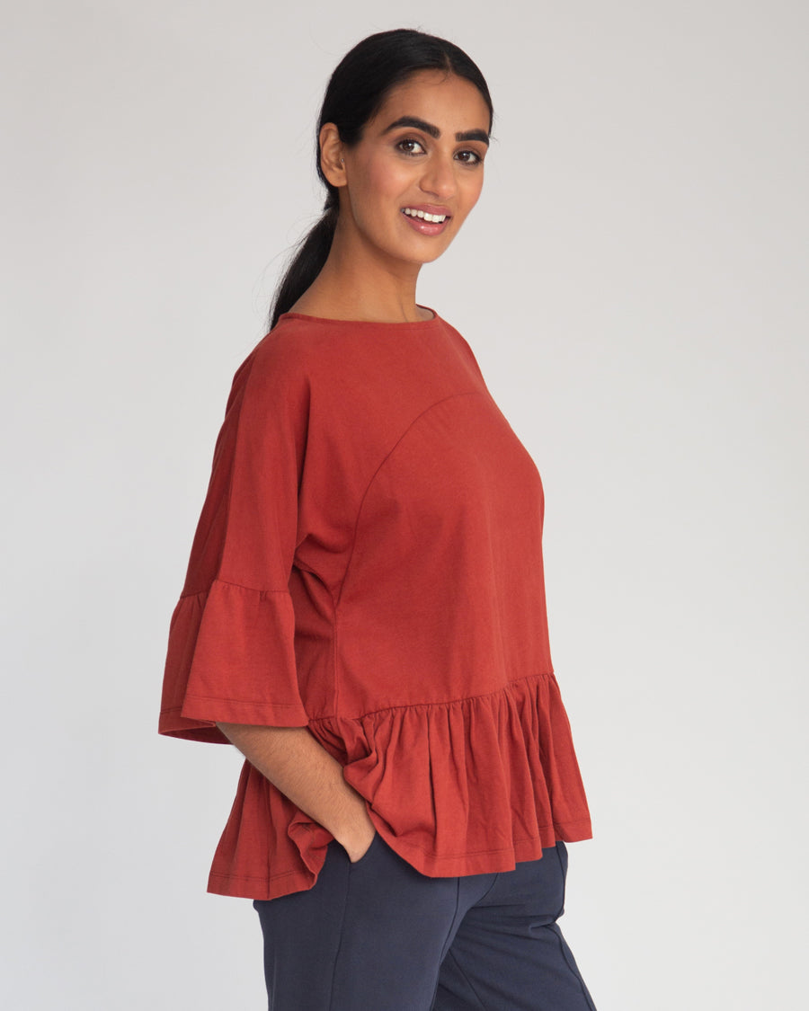 Ellice Organic Cotton Top In Rust