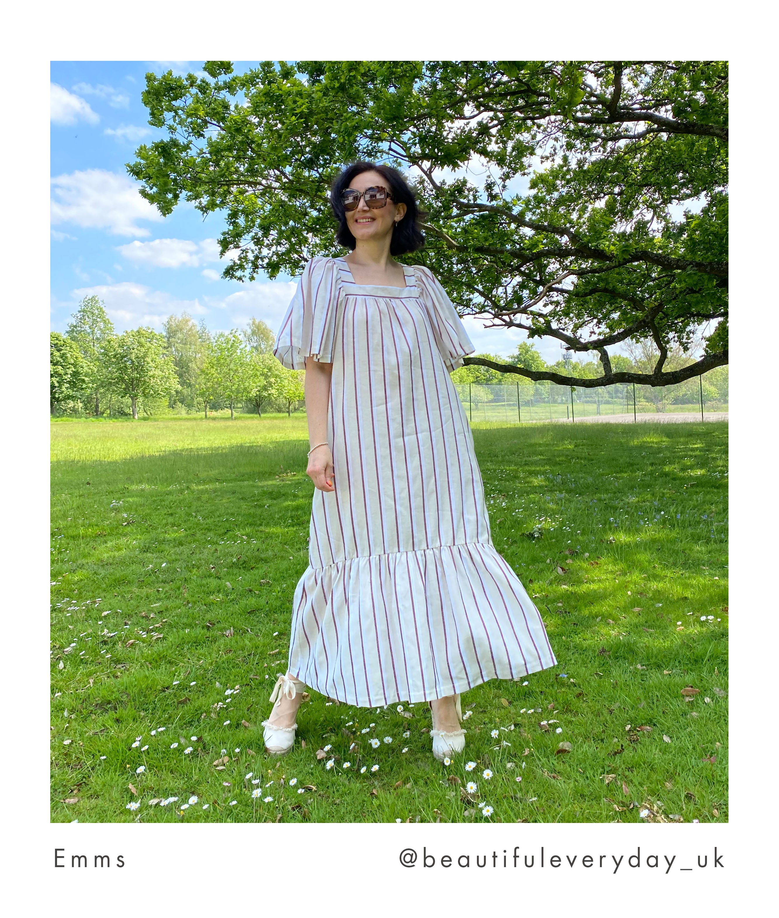 Lesley-Sue Linen Dress In Cream & Plum