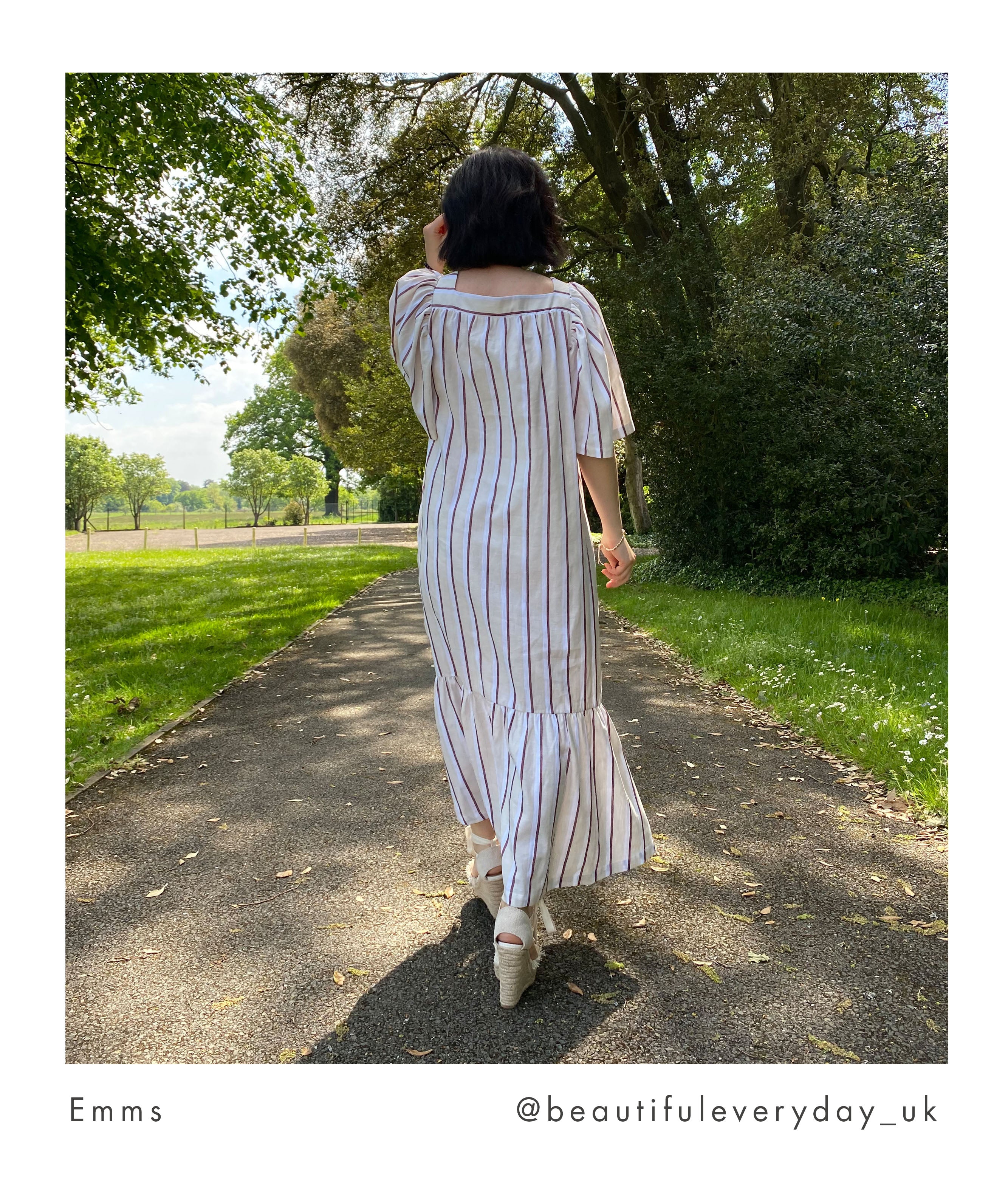 Lesley-Sue Linen Dress In Cream & Plum