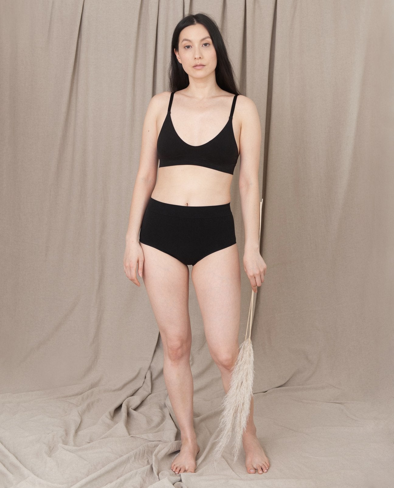 Endija Organic Cotton High Waisted Briefs In Black