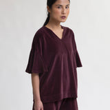 Ester Organic Cotton Velour Top In Mauve