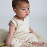 Evan Organic Cotton Baby Romper In Ecru