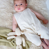Evan Organic Cotton Baby Romper In Ecru