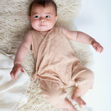 Evan Organic Cotton Baby Romper In Brown