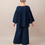 Evora Organic Cotton Trousers In Navy