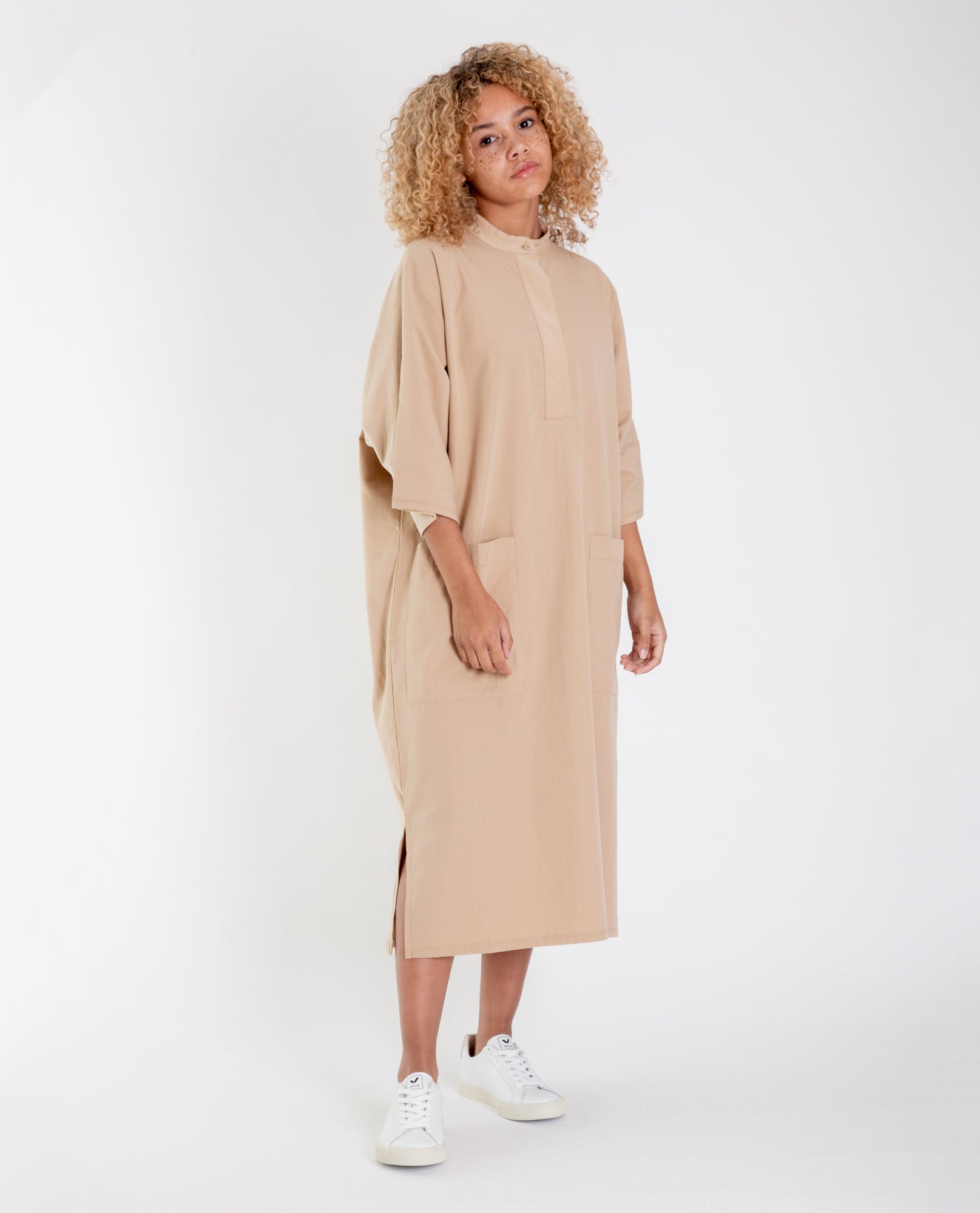 Fernanda Organic Cotton Dress in Stone XS