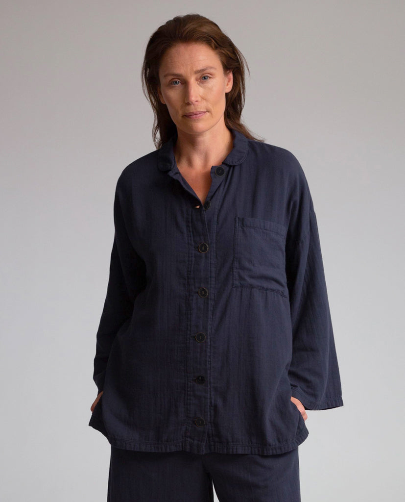 Florrie Organic Cotton Shirt In Navy