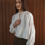 Francesca Linen Top In Perfectly Pale