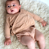 Jael Organic Cotton Baby Top In Brown
