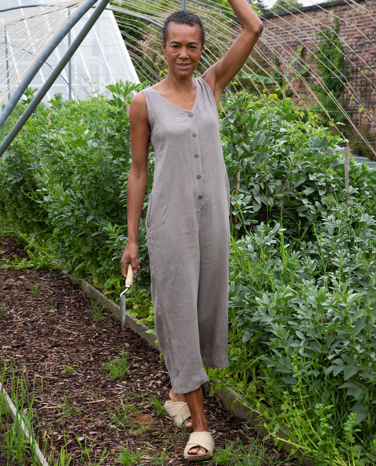 Gianna Linen Jumpsuit in Olive