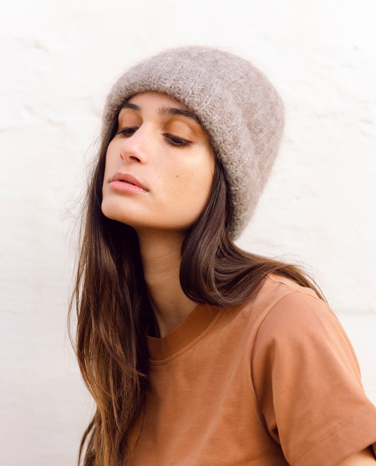 Giselle-Marie Alpaca & Organic Cotton Hat In Brown