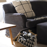 Caxias-Casa Grid Cushion in Beige / Cream