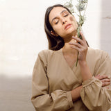 Gwen Organic Cotton & Tencel Dress In Camel