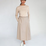 Halle Organic Cotton & Tencel Skirt In Taupe