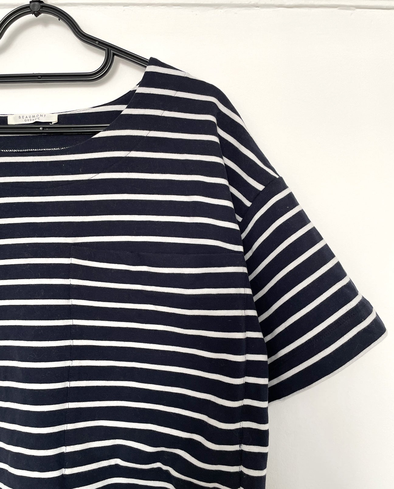 Harriet Organic Cotton Top In Navy And White XS