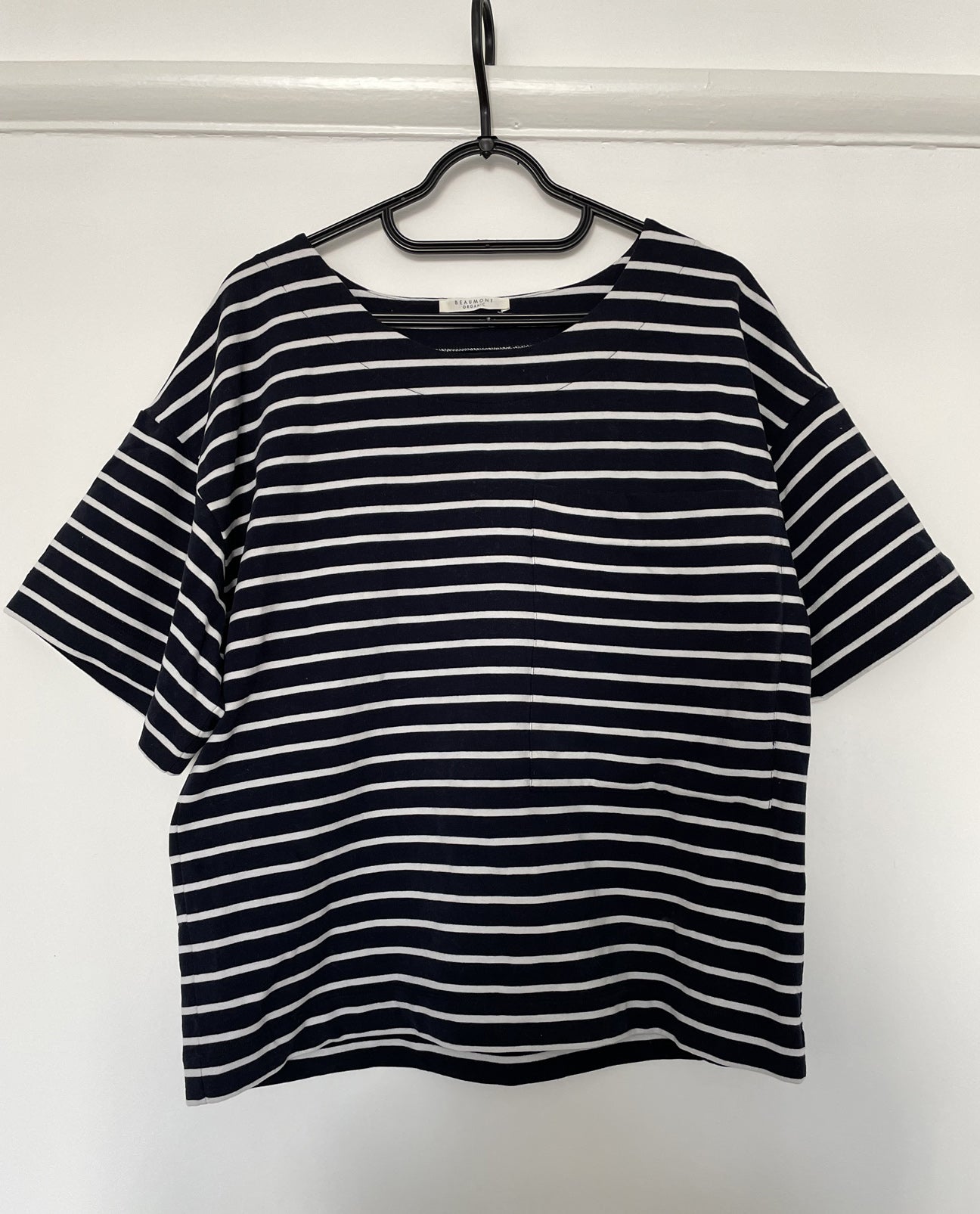 Harriet Organic Cotton Top In Navy And White XS