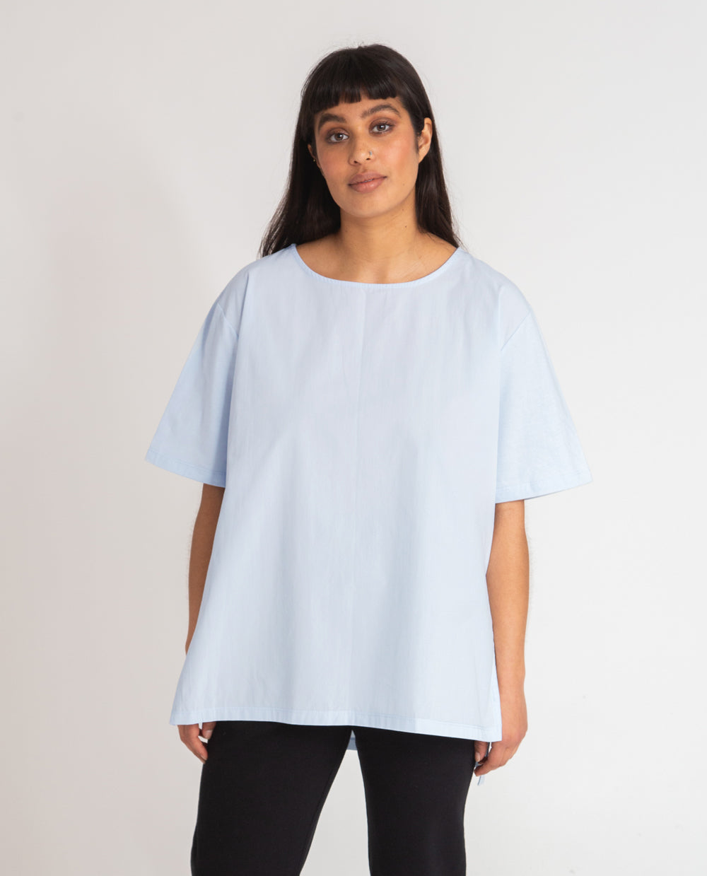 Hayley Organic Cotton Top In Pale Blue
