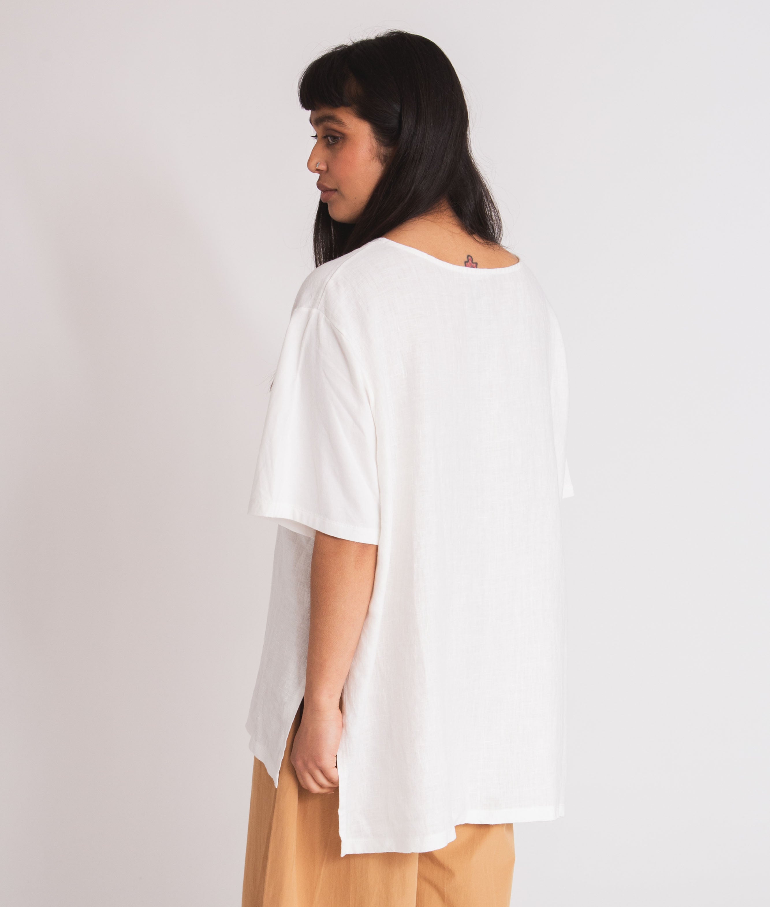 Hayley-May Organic Cotton & Linen Tunic In Off White