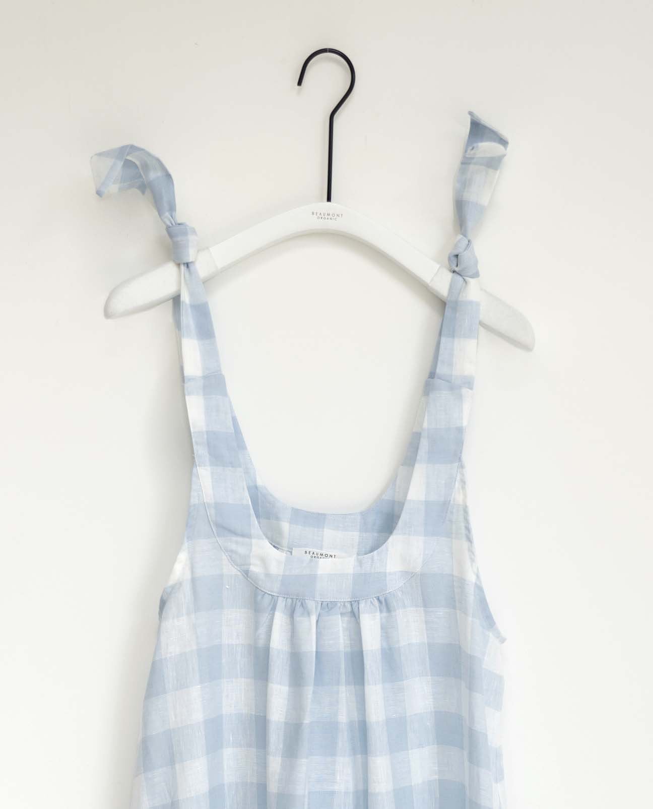 Pansy-Gee Linen Gingham Dress In Pale Blue